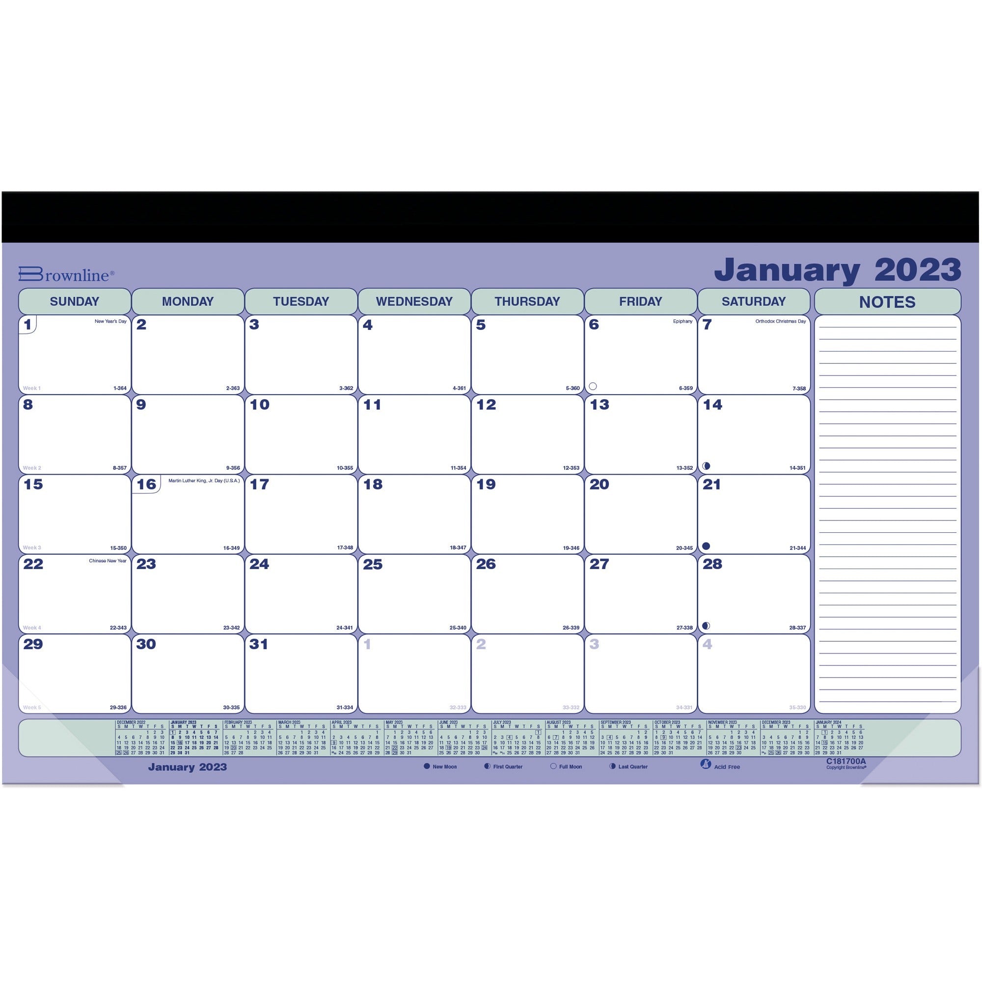 brownline-magnetic-calendar-monthly-12-month-january-2024-december-2024-1-month-single-page-layout-twin-wire-desk-pad-multi-chipboard-paper-109-height-x-178-width-reinforced-sturdy-ruled-daily-block-reference-calendar-n_redc181700a - 1