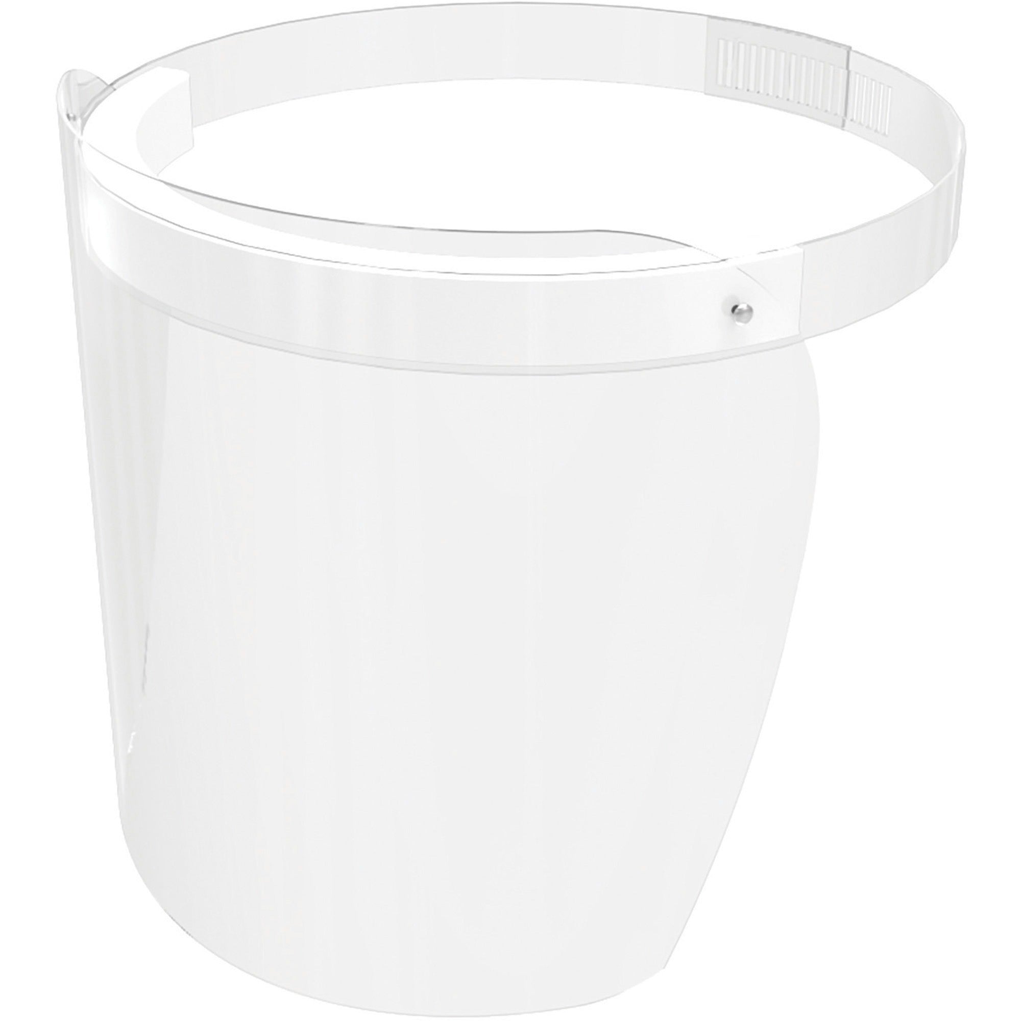 Deflecto Anti-Fog Disposable Personal Face Shield - Recommended for: Industrial, Pharmacy, Store - Universal Size - Full Face, Fog, Influenza Virus, Respiratory Droplet Protection - Polyethylene Terephthalate (PET), Foam - Disposable - 100 / Carton
