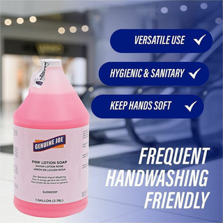 Genuine Joe Pink Lotion Soap - 1 gal (3.8 L) - Pump Bottle Dispenser - Hand, Skin - Pink - Rich Lather - 1 Each