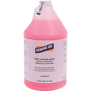 Genuine Joe Pink Lotion Soap - 1 gal (3.8 L) - Pump Bottle Dispenser - Hand, Skin - Pink - Rich Lather - 1 Each
