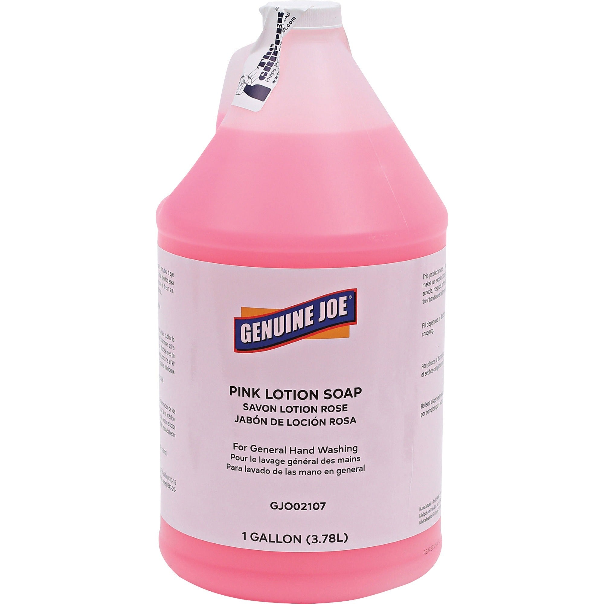 genuine-joe-pink-lotion-soap-1-gal-38-l-pump-bottle-dispenser-hand-skin-pink-rich-lather-1-each_gjo02107 - 1