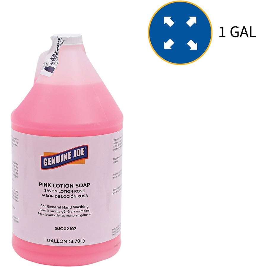 Genuine Joe Pink Lotion Soap - 1 gal (3.8 L) - Hand, Skin - Pink - Rich Lather - 4 / Carton