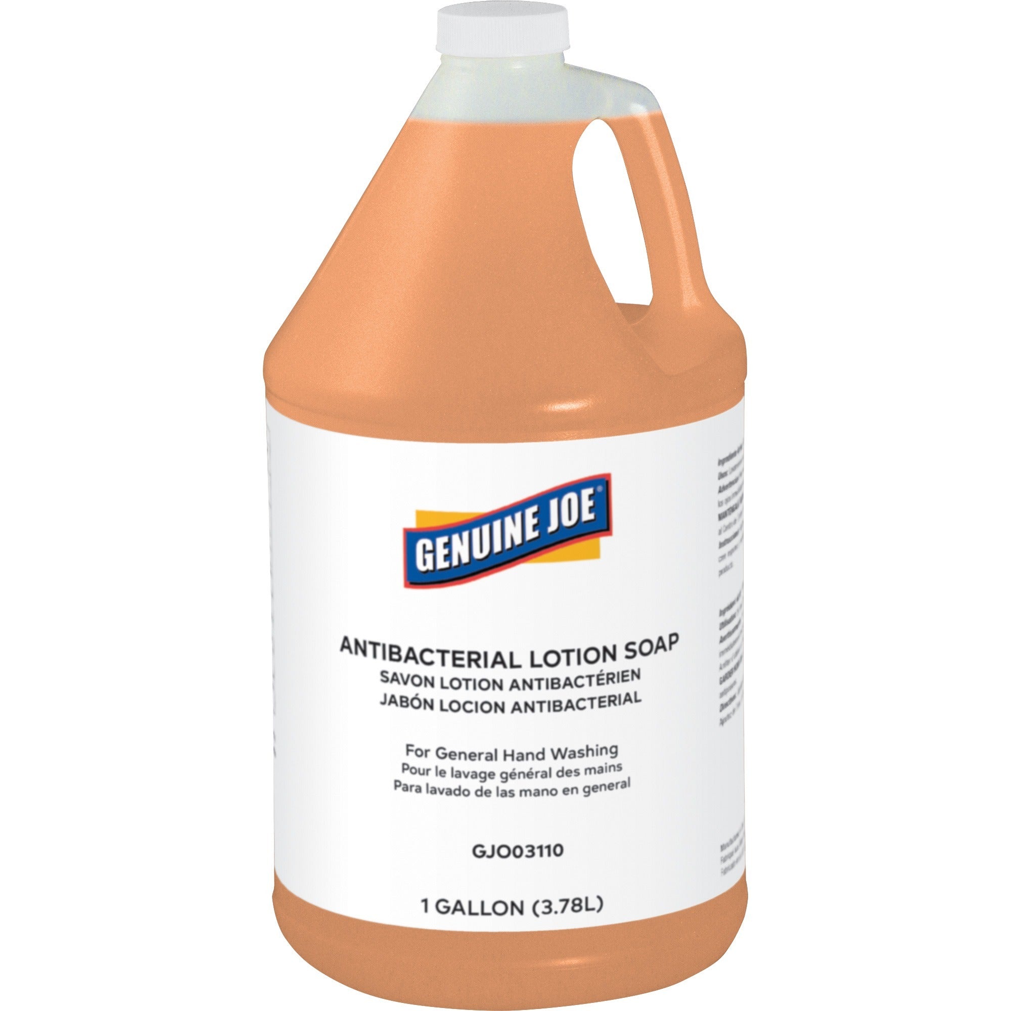 genuine-joe-antibacterial-lotion-soap-1-gal-38-l-bacteria-remover-grime-remover-dirt-remover-hand-antibacterial-orange-anti-septic-pleasant-scent-1-each_gjo03110 - 1