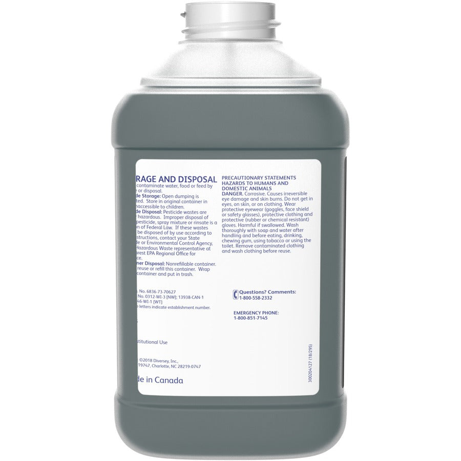 Diversey Non-acid Restroom Disinfectant - 84.5 fl oz (2.6 quart) - Floral Scent - 2 / Carton - Disinfectant, Deodorize - Blue