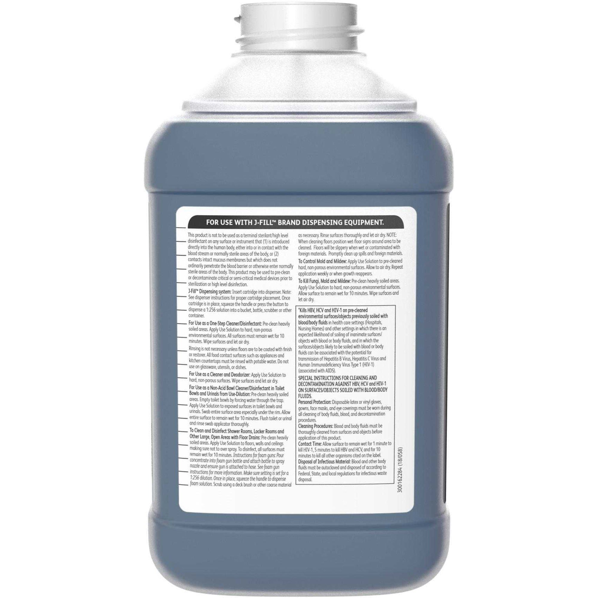diversey-virex-ii-256-disinfectant-cleaner-concentrate-845-fl-oz-26-quart-minty-scent-2-carton-deodorize-non-porous-deodorant-blue_dvo04329 - 2