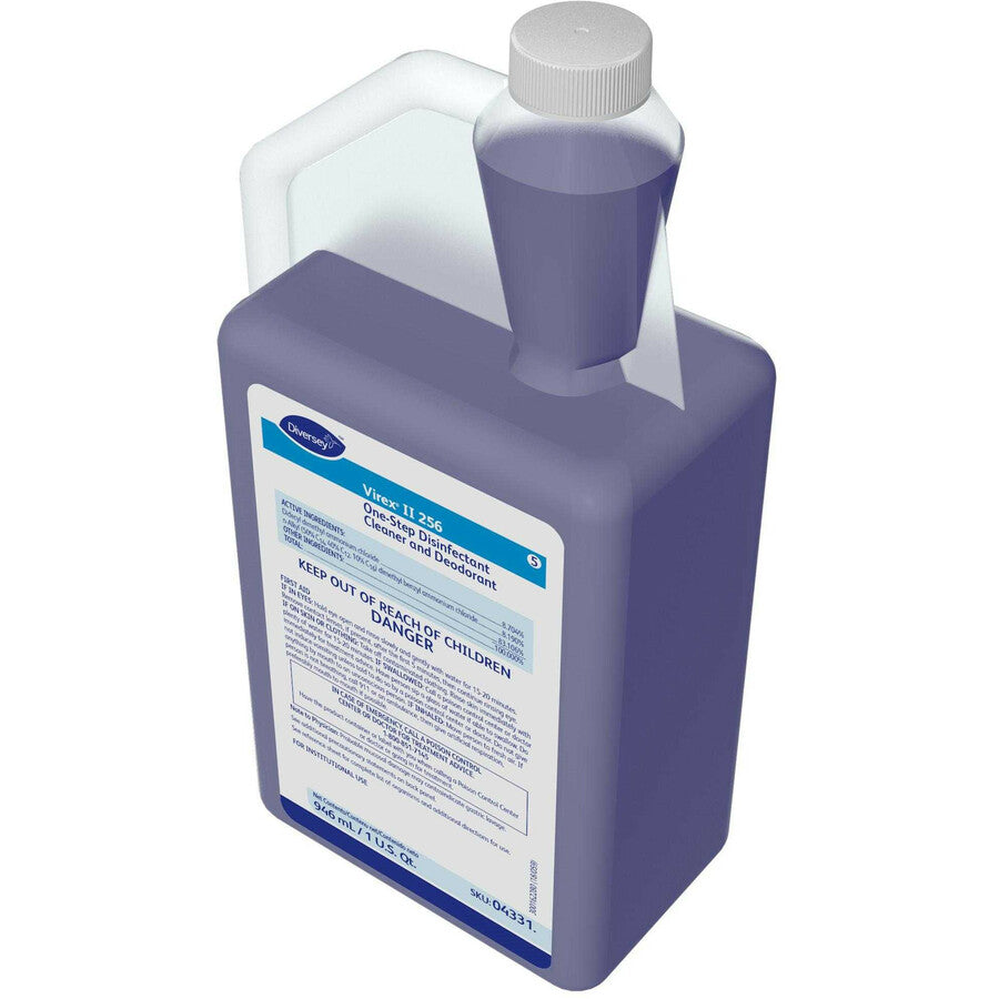 diversey-virex-ii-256-disinfectant-cleaner-concentrate-32-fl-oz-1-quart-minty-scent-6-carton-deodorant-antibacterial-non-porous-blue_dvo04331 - 3