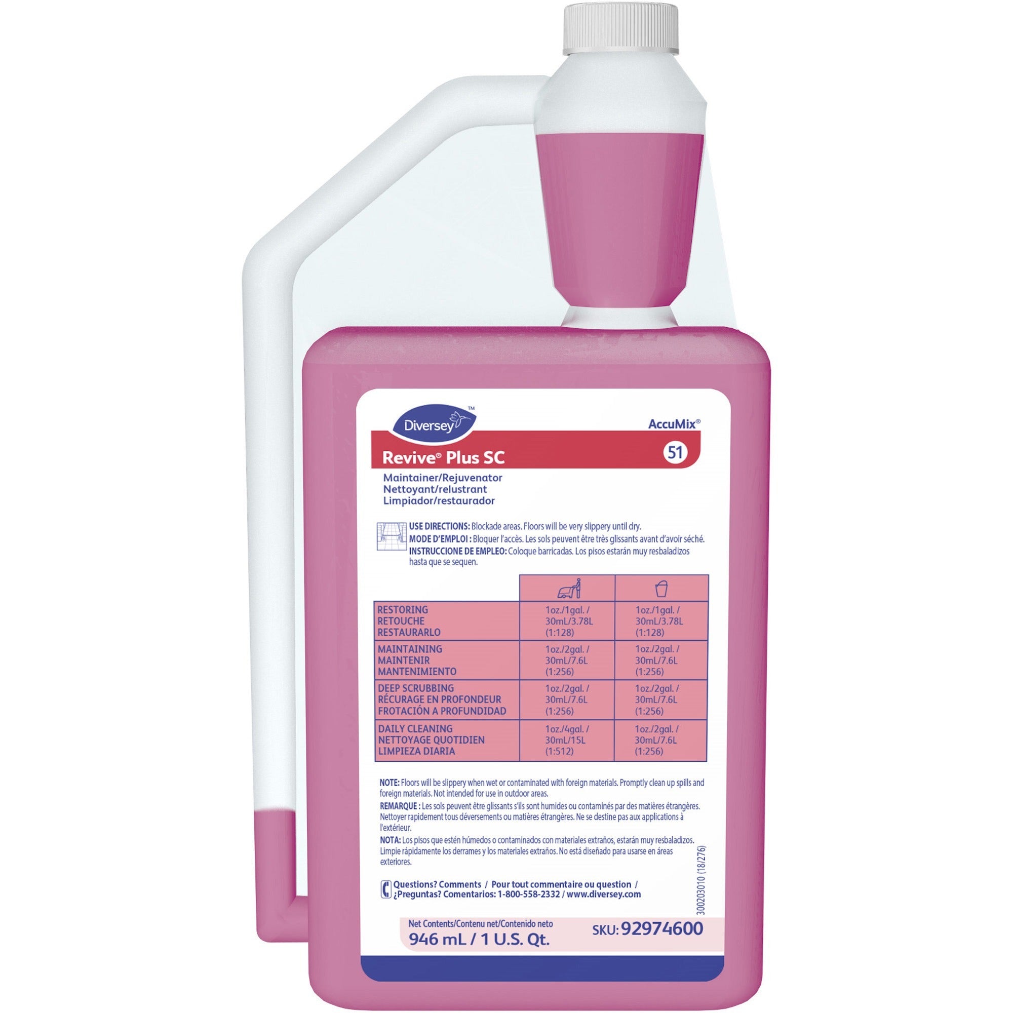 Diversey Floor Cleaner/Maintainer - 32 fl oz (1 quart) - Sweet Scent - 6 / Carton - Fast Acting, Quick Drying - Red