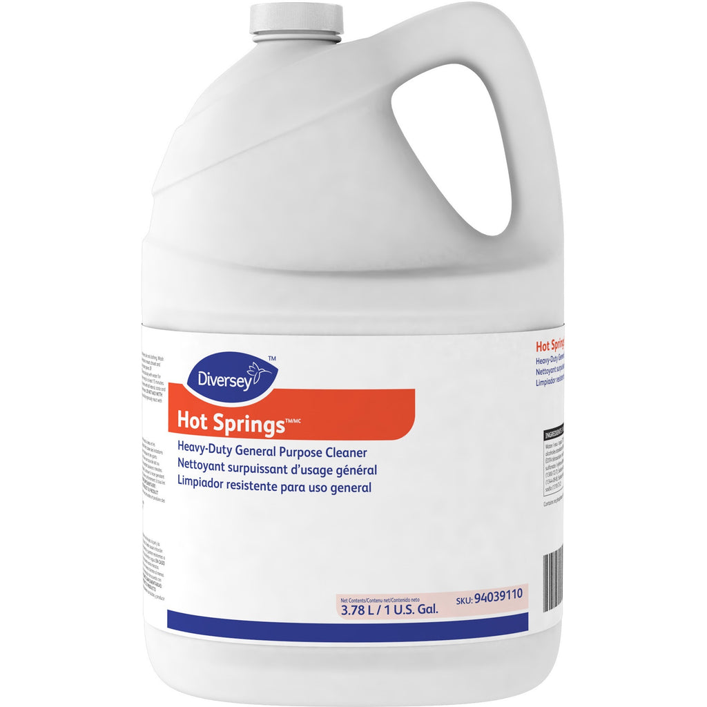 Diversey Hot Springs Heavy-Duty Cleaner - 128 fl oz (4 quart) - Citrus Scent - 4 / Carton - Caustic-free, Solvent-free, Phosphate-free, Heavy Duty - Yellow
