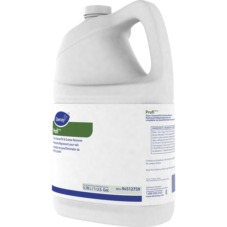 Diversey Profi Floor Cleaner/Grease Remover - 128 fl oz (4 quart) - Surfactant Scent - 4 / Carton - Solvent-free, pH Neutral, Butyl-free - White