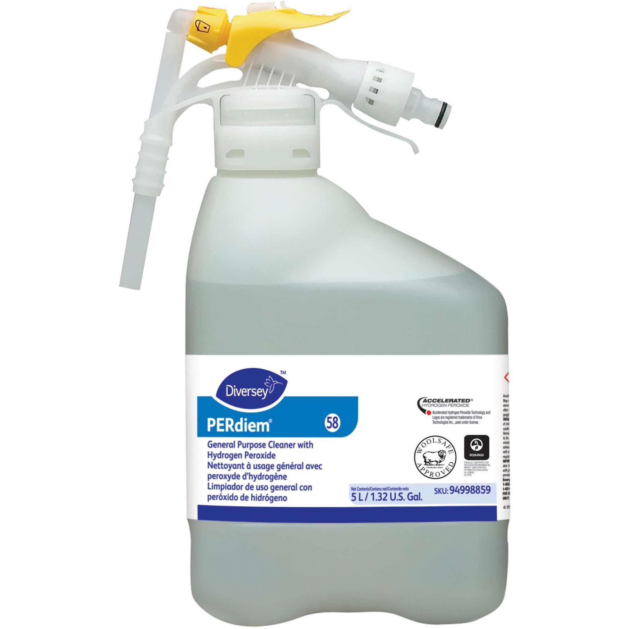 Diversey PERdiem General Purpose Cleaner - Concentrate - 169 fl oz (5.3 quart) - 1 Each - Heavy Duty, Dye-free, Phosphorous-free, Fragrance-free, Odorless, Color-free - Clear