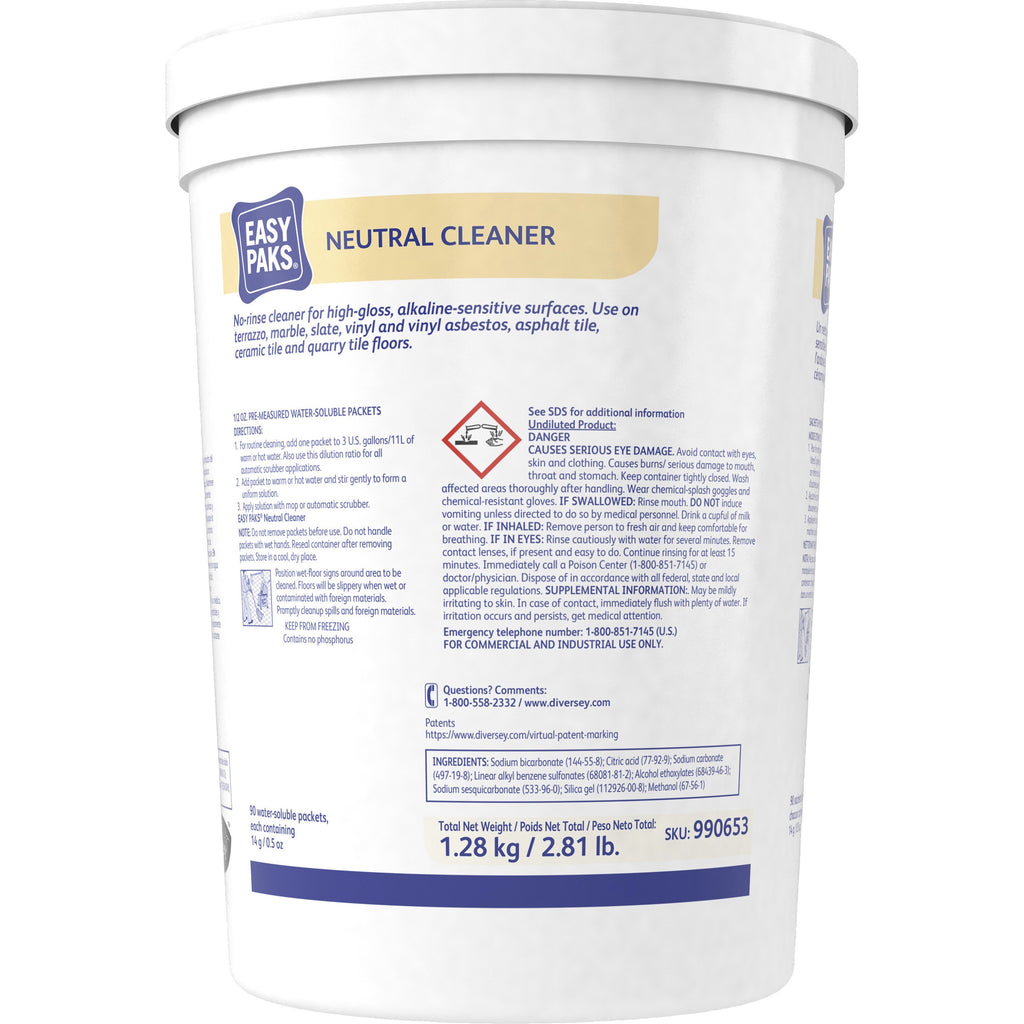 Neutral Cleaner, 0.5 oz Packet, 90/Tub, 2 Tubs/Carton