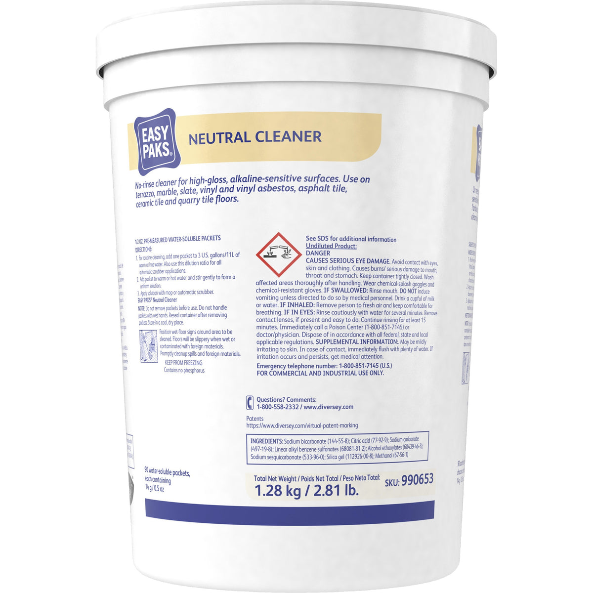 Neutral Cleaner, 0.5 oz Packet, 90/Tub, 2 Tubs/Carton