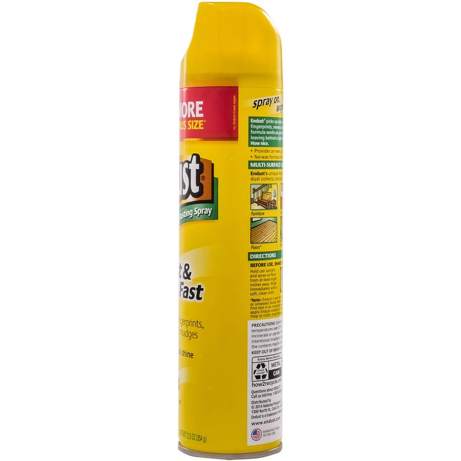 Diversey ENDUST Lemon Dust & Clean Spray - Ready-To-Use - 12.50 oz (0.78 lb) - Lemon Zest Scent - 6 / Carton - Hypoallergenic, Fragrance-free, Fast Acting, Silicon-free, Easy to Use, Residue-free - Clear