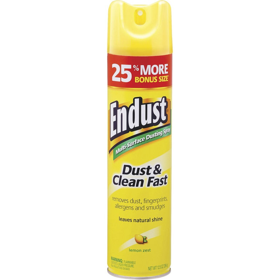 Diversey ENDUST Lemon Dust & Clean Spray - Ready-To-Use - 12.50 oz (0.78 lb) - Lemon Zest Scent - 6 / Carton - Hypoallergenic, Fragrance-free, Fast Acting, Silicon-free, Easy to Use, Residue-free - Clear