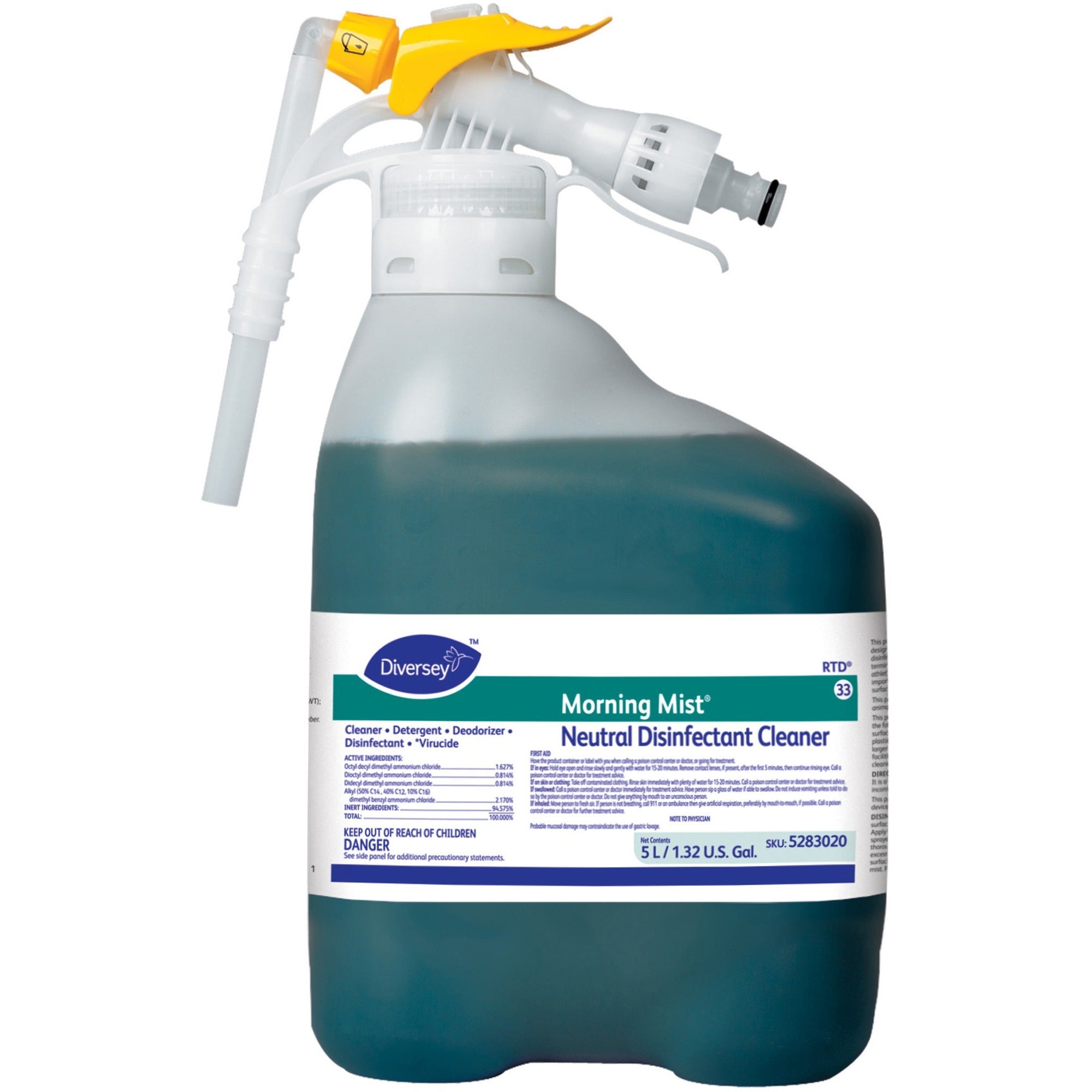 diversey-quaternary-disinfectant-cleaner-ready-to-use-169-fl-oz-53-quart-fresh-scent-1-each-deodorize-blue-green_dvo5283020 - 1