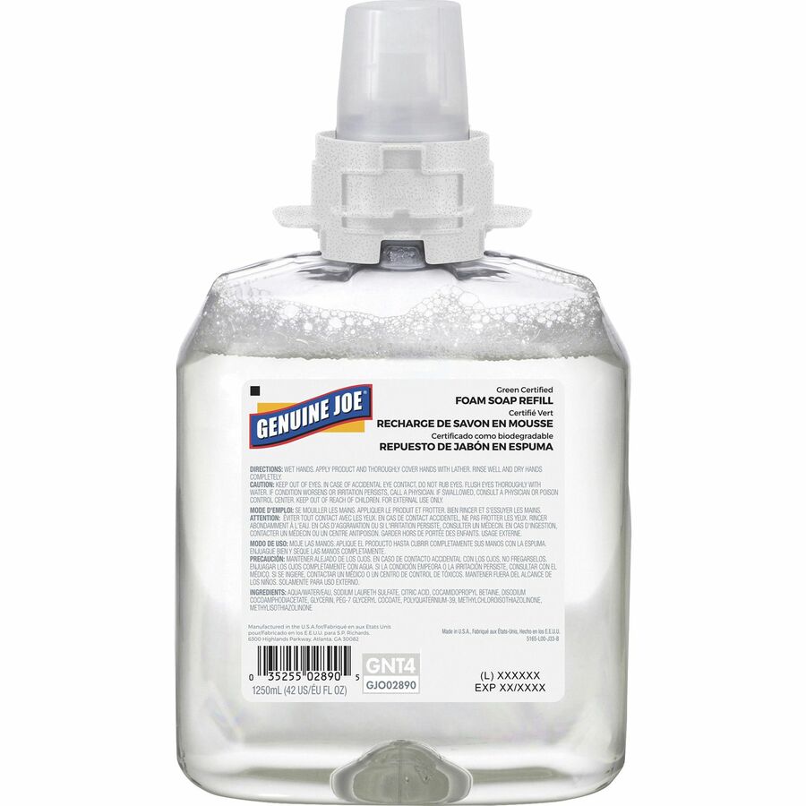 genuine-joe-green-certified-soap-refill-fragrance-free-scentfor-423-fl-oz-1250-ml-hand-skin-clear-4-carton_gjo02890ct - 2