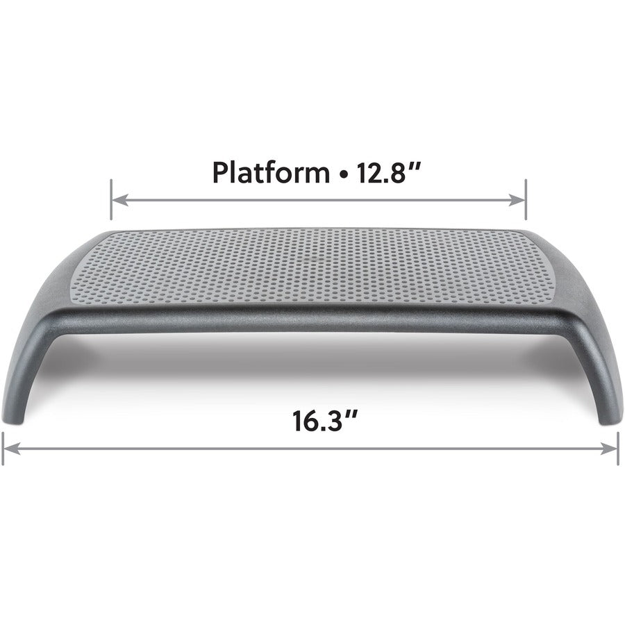 Ergo Riser Monitor Stand, 16" x 9" x 2.75", Black, Supports 30 lbs