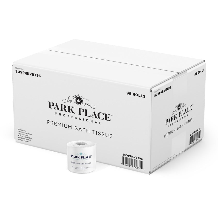 Park Place Double-ply Premium Bath Tissue Rolls - 2 Ply - 420 Sheets/Roll - White - For Bathroom - 96 / Carton