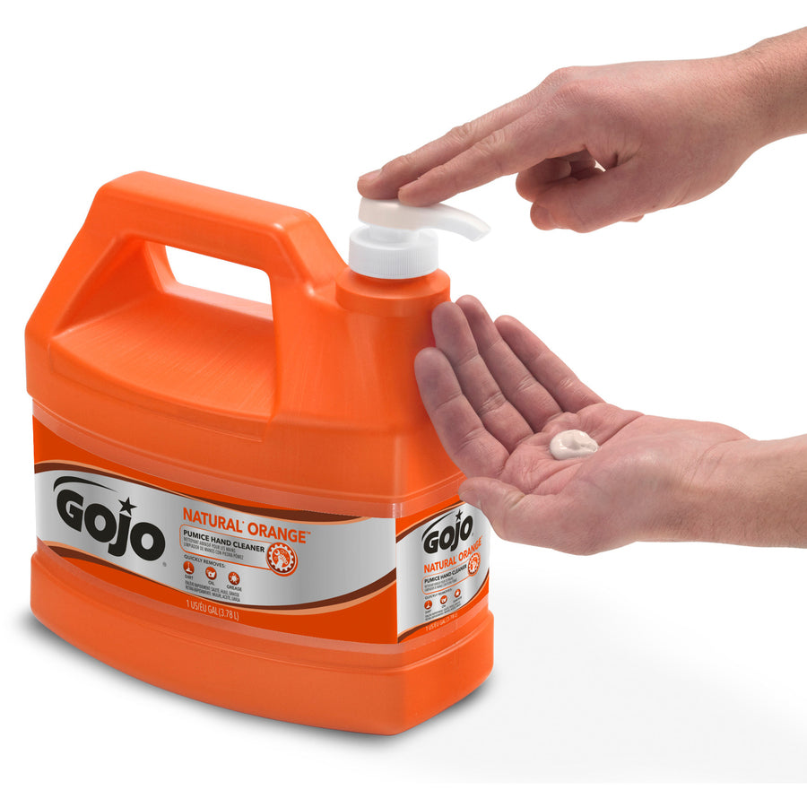 gojo-natural*-orange-pumice-hand-cleaner-orange-citrus-scentfor-1-gal-38-l-pump-bottle-dispenser-soil-remover-dirt-remover-grease-remover-oil-remover-hand-fast-acting-heavy-duty-2-carton_goj095502 - 2