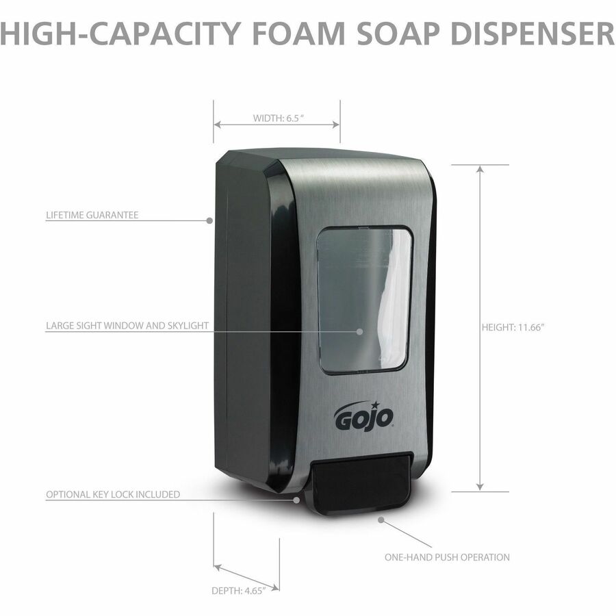 gojo-push-style-fmx-20-foam-soap-dispenser-manual-211-quart-capacity-wall-mountable-durable-rugged-1each_goj527106 - 3