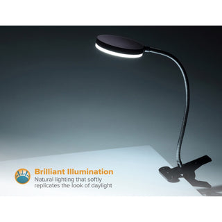Bostitch Adjustable Clamp Desk Lamp, Black - 13.8" Height - 5.50 W LED Bulb - Polished Metal - Adjustable Head, Flicker-free, Flexible Neck - 500 lm Lumens - Frosted Glass - Desk Mountable - Black - for Desk