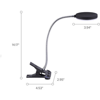 Bostitch Adjustable Clamp Desk Lamp, Black - 13.8" Height - 5.50 W LED Bulb - Polished Metal - Adjustable Head, Flicker-free, Flexible Neck - 500 lm Lumens - Frosted Glass - Desk Mountable - Black - for Desk