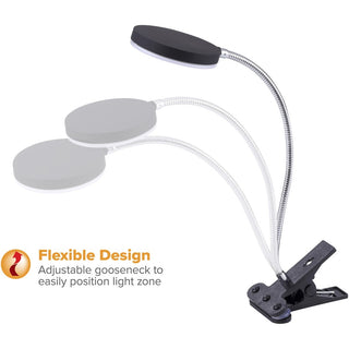 Bostitch Adjustable Clamp Desk Lamp, Black - 13.8" Height - 5.50 W LED Bulb - Polished Metal - Adjustable Head, Flicker-free, Flexible Neck - 500 lm Lumens - Frosted Glass - Desk Mountable - Black - for Desk