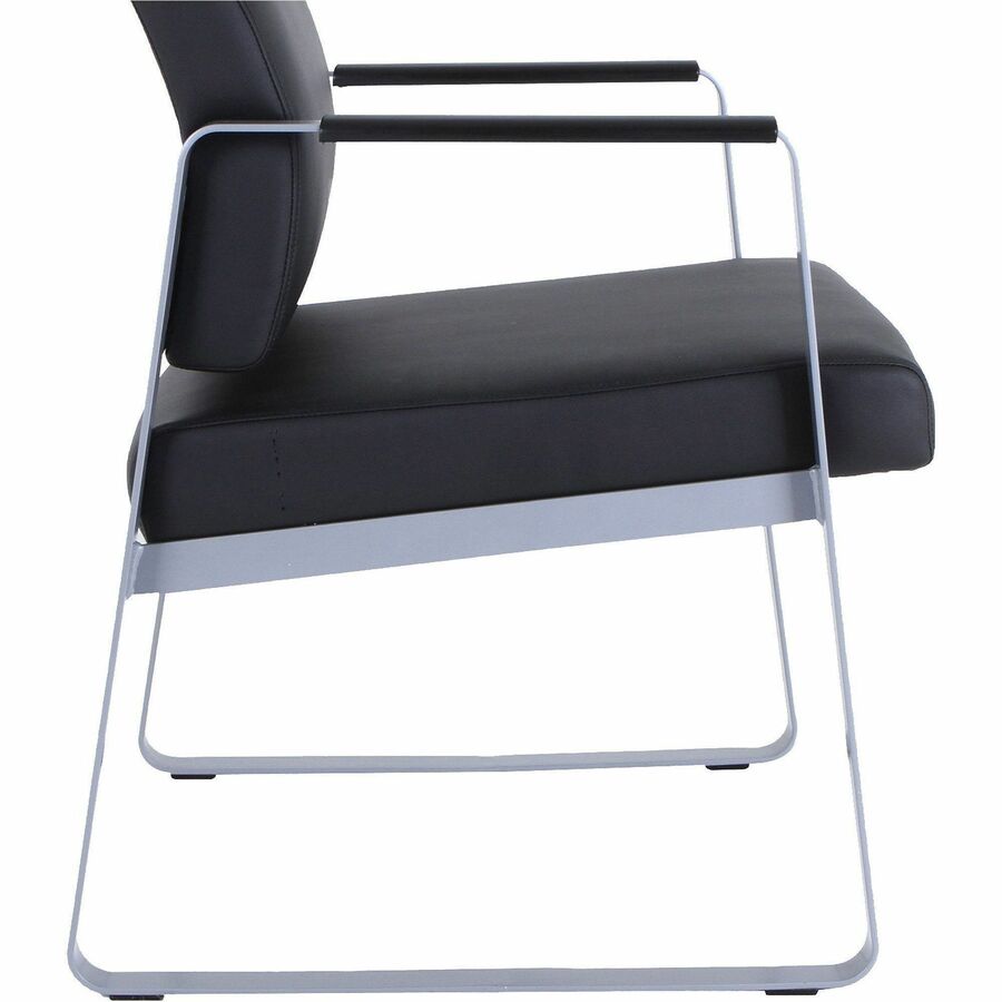 Lorell Healthcare Reception Sled Base Guest Chair - Silver Powder Coated Steel Frame - Black - Vinyl - 1 / Each