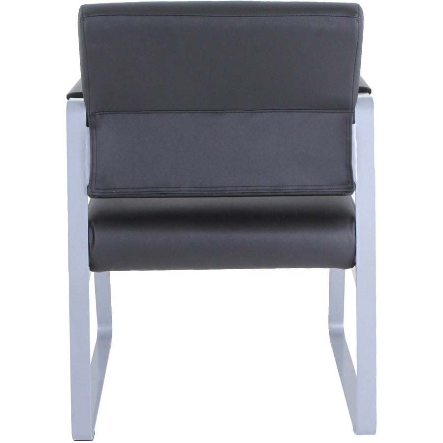 Lorell Healthcare Reception Sled Base Guest Chair - Silver Powder Coated Steel Frame - Black - Vinyl - 1 / Each