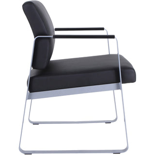 Lorell Healthcare Reception Sled Base Guest Chair - Silver Powder Coated Steel Frame - Black - Vinyl - 1 / Each