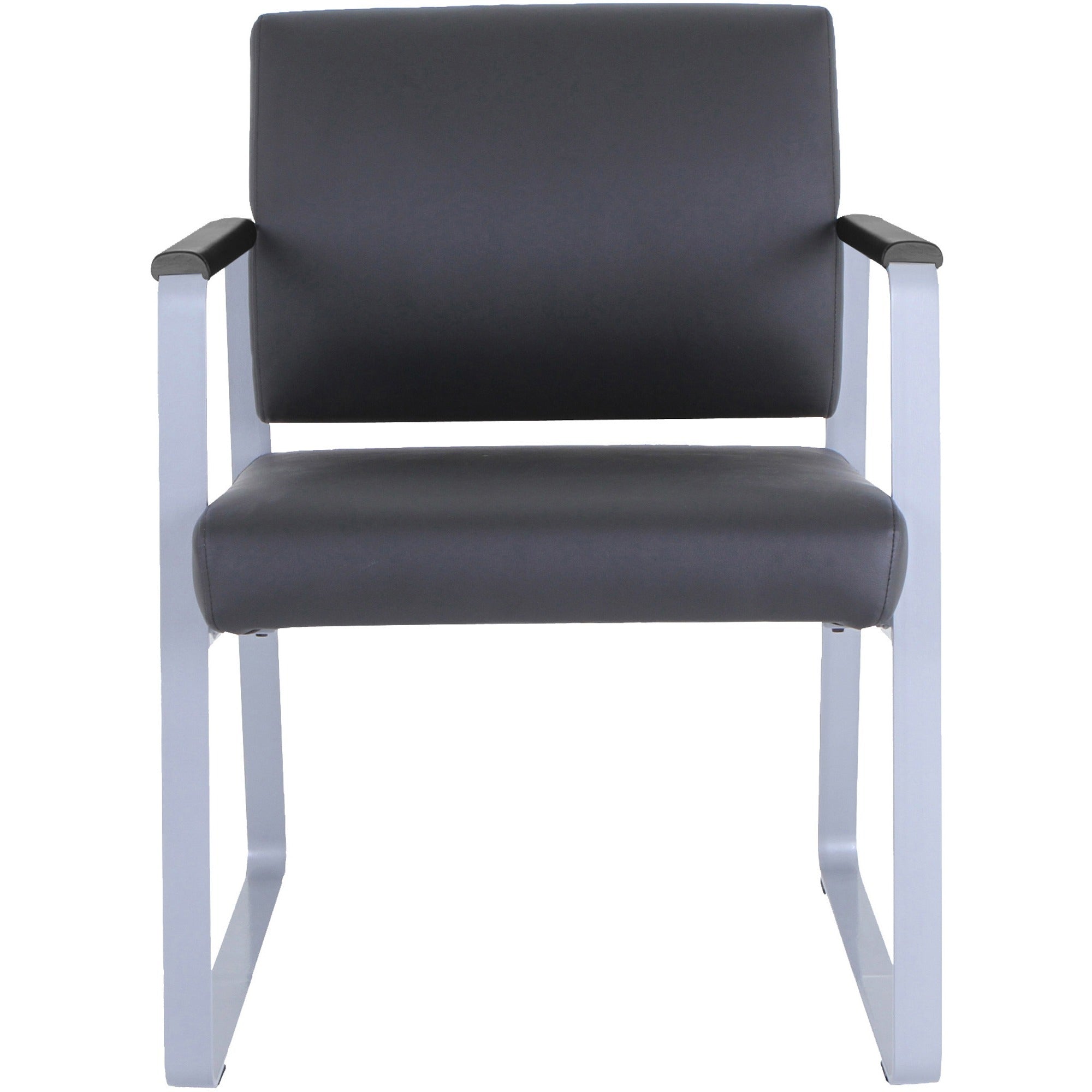 lorell-healthcare-reception-sled-base-guest-chair-silver-powder-coated-steel-frame-black-vinyl-1-each_llr66996 - 2