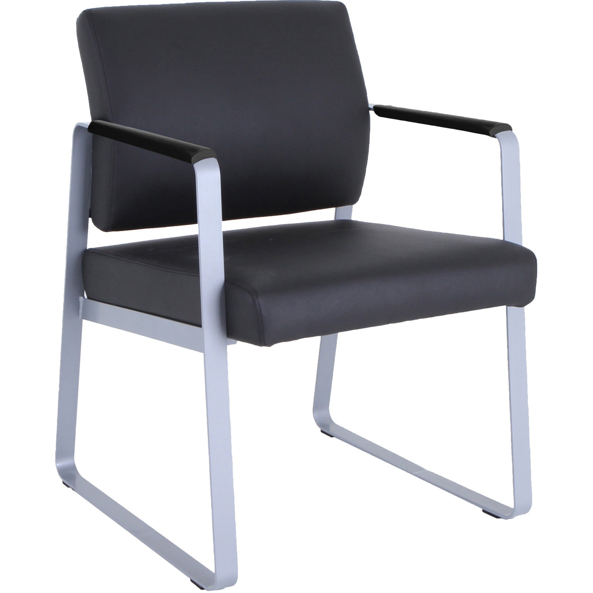 lorell-healthcare-reception-sled-base-guest-chair-silver-powder-coated-steel-frame-black-vinyl-1-each_llr66996 - 1
