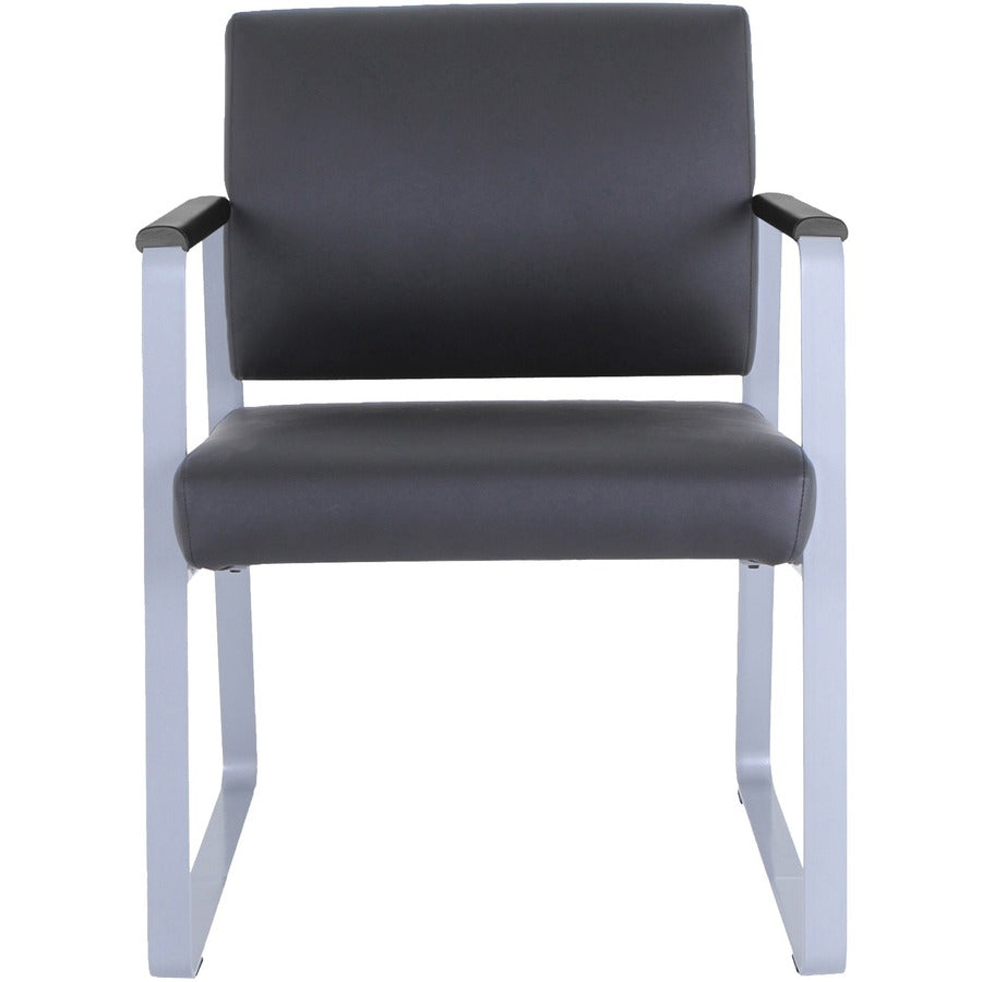 Lorell Healthcare Reception Sled Base Guest Chair - Silver Powder Coated Steel Frame - Black - Vinyl - 1 / Each