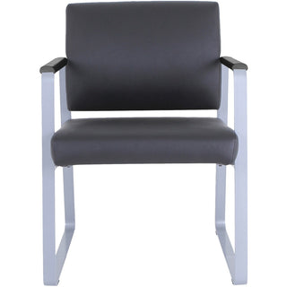 Lorell Healthcare Reception Sled Base Guest Chair - Silver Powder Coated Steel Frame - Black - Vinyl - 1 / Each