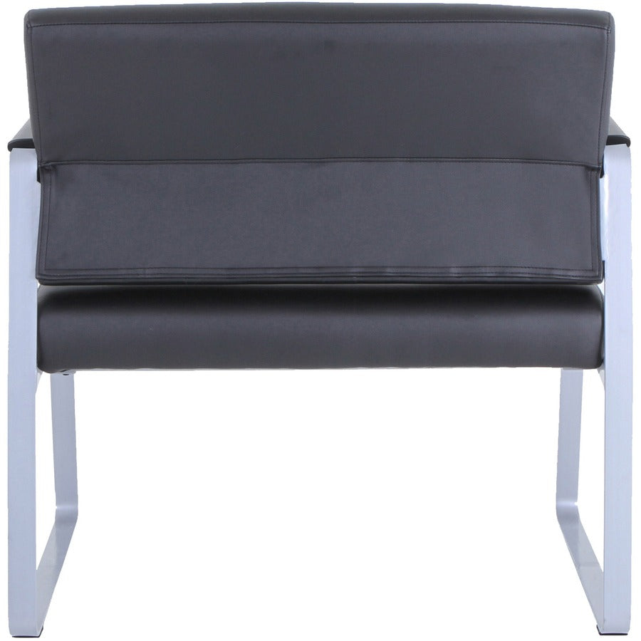 Lorell Healthcare Reception Big & Tall Sled Base Guest Chair - Silver Powder Coated Steel Frame - Sled Base - Black - Vinyl - 1 Each