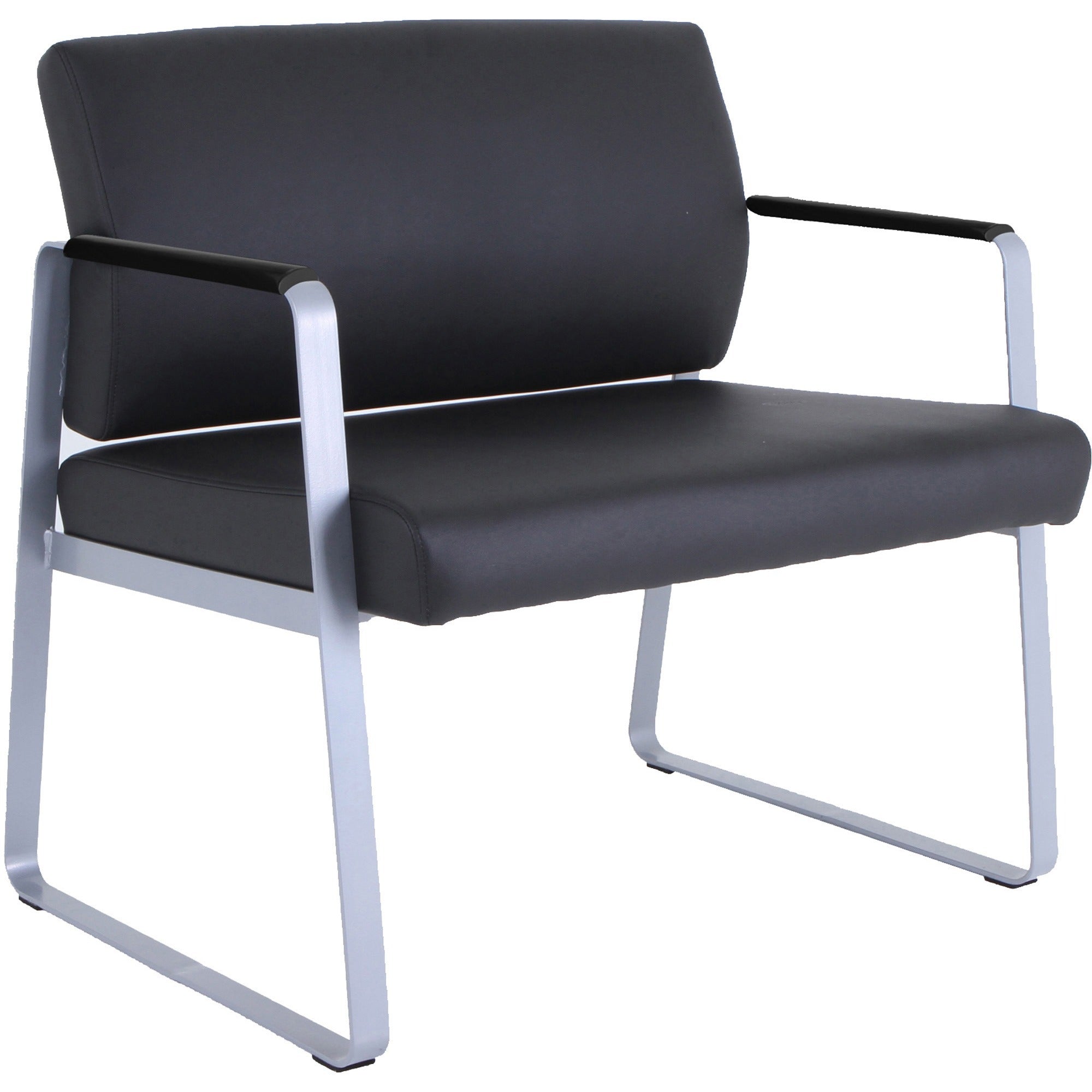 lorell-healthcare-reception-big-&-tall-sled-base-guest-chair-silver-powder-coated-steel-frame-sled-base-black-vinyl-1-each_llr66997 - 1