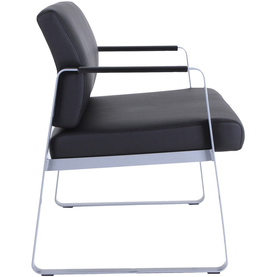 Lorell Healthcare Reception Big & Tall Sled Base Guest Chair - Silver Powder Coated Steel Frame - Sled Base - Black - Vinyl - 1 Each