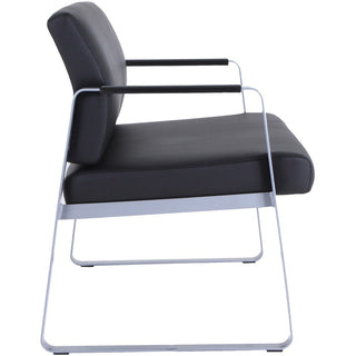 Lorell Healthcare Reception Big & Tall Sled Base Guest Chair - Silver Powder Coated Steel Frame - Sled Base - Black - Vinyl - 1 Each