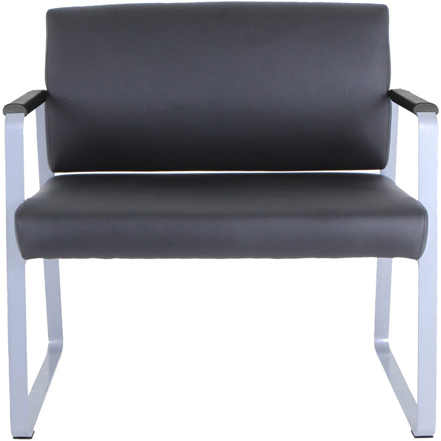 Lorell Healthcare Reception Big & Tall Sled Base Guest Chair - Silver Powder Coated Steel Frame - Sled Base - Black - Vinyl - 1 Each
