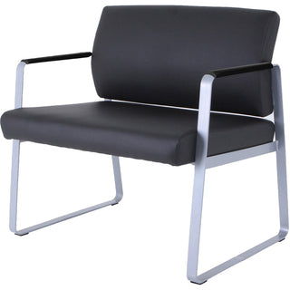 Lorell Healthcare Reception Big & Tall Sled Base Guest Chair - Silver Powder Coated Steel Frame - Sled Base - Black - Vinyl - 1 Each
