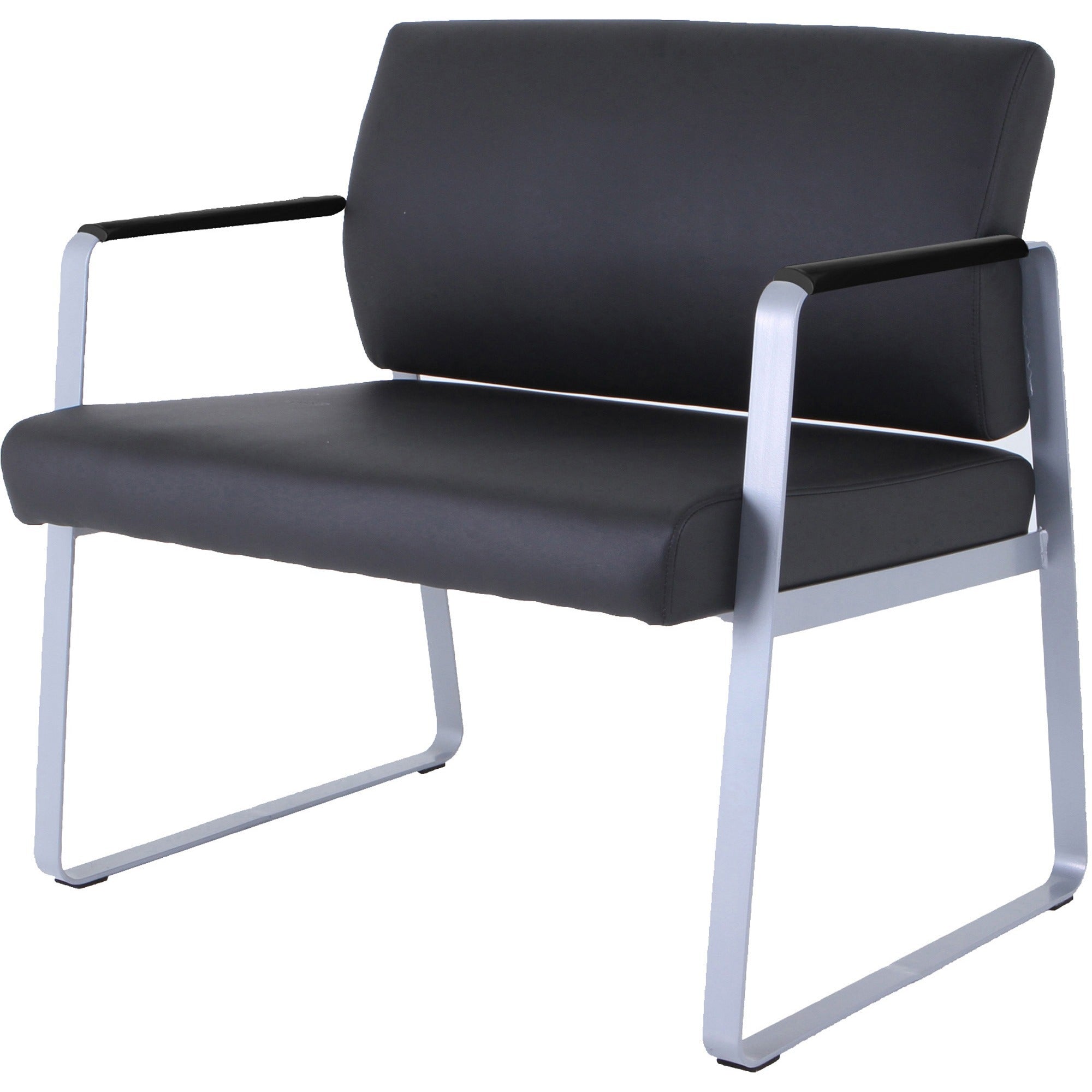 lorell-healthcare-reception-big-&-tall-sled-base-guest-chair-silver-powder-coated-steel-frame-sled-base-black-vinyl-1-each_llr66997 - 3