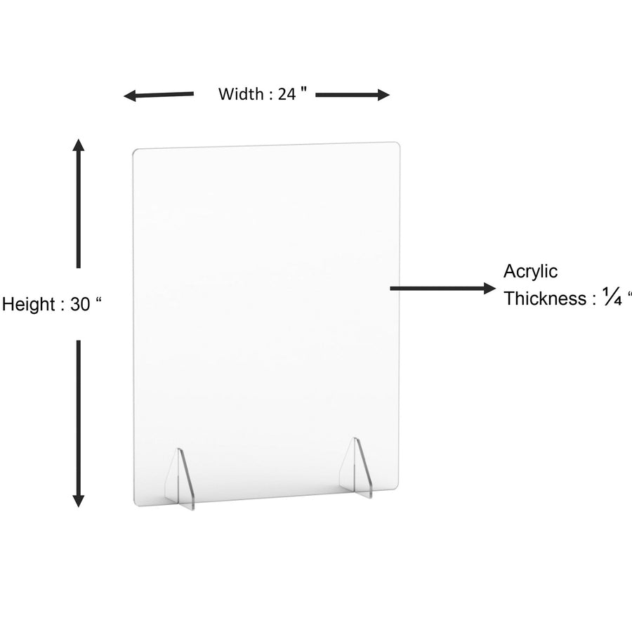 Lorell Social Distancing Barrier - 24" Width x 7" Depth x 30" Height - 1 Each - Clear - Acrylic
