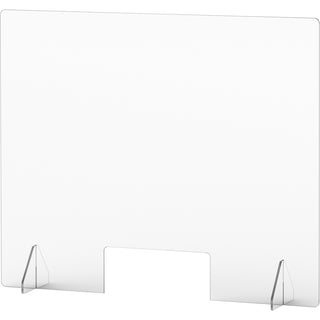 Lorell Social Distancing Barrier w/Pass-Through Cutout - 36" Width x 7" Depth x 30" Height - 1 Each - Clear - Acrylic