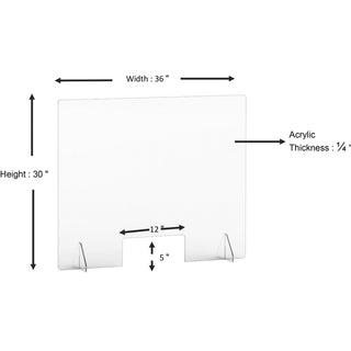Lorell Social Distancing Barrier w/Pass-Through Cutout - 36" Width x 7" Depth x 30" Height - 1 Each - Clear - Acrylic