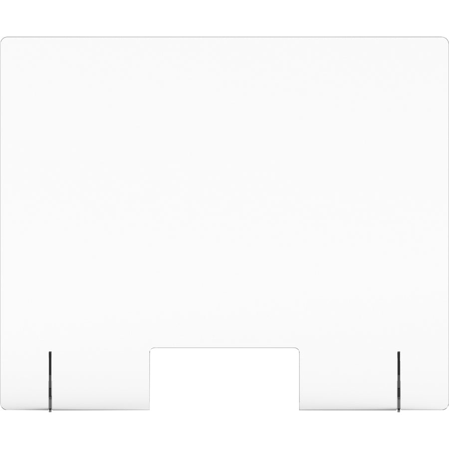 Lorell Social Distancing Barrier w/Pass-Through Cutout - 36" Width x 7" Depth x 30" Height - 1 Each - Clear - Acrylic