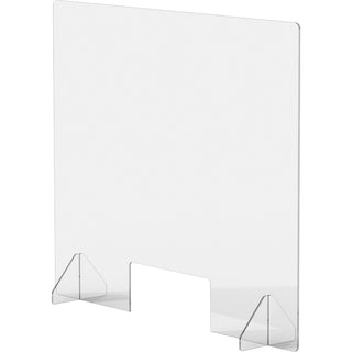 Lorell Social Distancing Barrier w/Pass-Through Cutout - 36" Width x 7" Depth x 30" Height - 1 Each - Clear - Acrylic