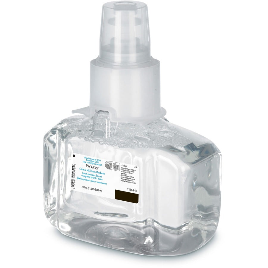 Provon LTX-7 Clear & Mild Foam Handwash Refill - Fragrance-free ScentFor - 23.7 fl oz (700 mL) - Pump Bottle Dispenser - Kill Germs - Hand - Moisturizing - Clear - Rich Lather, Dye-free, Bio-based - 3 / Carton