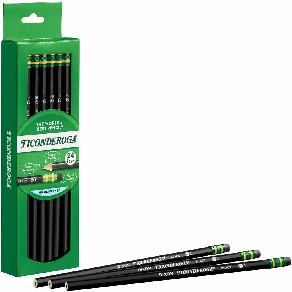Pencils, HB (#2), Black Lead, Black Barrel, 24/Pack