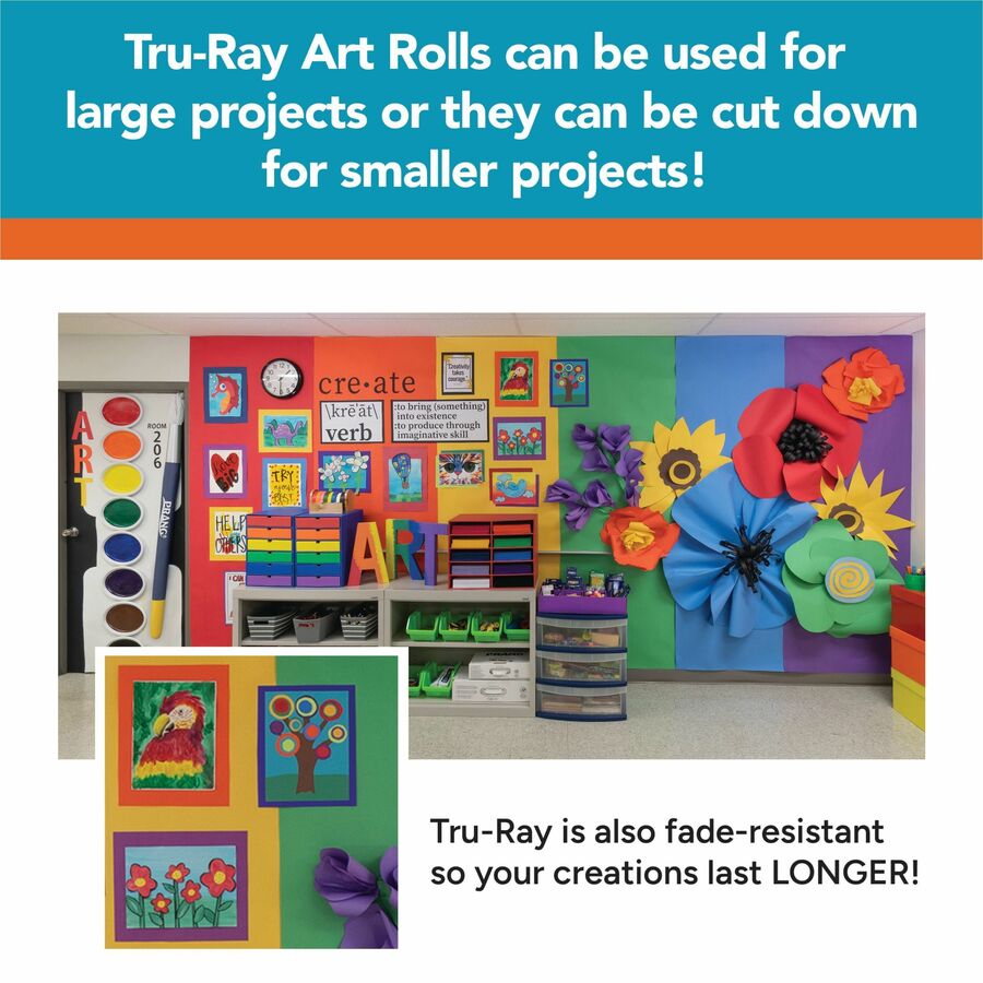 Tru-Ray Construction Paper Art Roll - Mural, Art Project, Banner - 36"Width x 500 ftLength - 1 / Roll - Festive Red - Sulphite