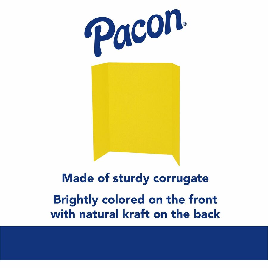 Pacon Single Wall Presentation Board - 48" Height x 36" Width - Yellow Surface - Tri-fold, Recyclable, Corrugated - 4 / Carton